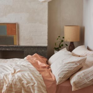 Blush Pink Slumber Stripe Cotton Duvet Cover