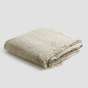 Oatmeal Linen Crinkle Throw