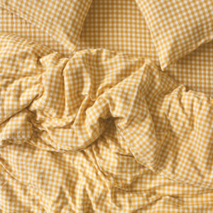 Honey Gingham Linen Blend Duvet Cover