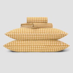 Honey Gingham Linen Blend Sheet Set