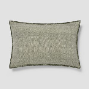 Fern Green Herringbone Wool Rectangle Cushion Cover