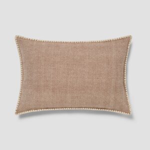 Mocha Herringbone Wool Rectangle Cushion Cover