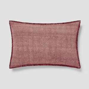 Rhubarb Herringbone Wool Rectangle Cushion Cover