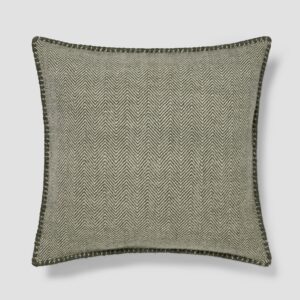 Fern Green Herringbone Wool Square Cushion Cover
