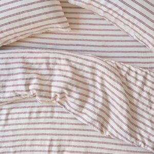 Rhubarb Kemptown Stripe 100% Linen Duvet Cover