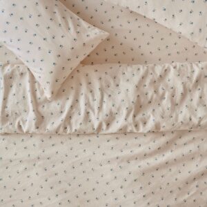 Dusk Blue Posy Bud Linen Blend Duvet Cover