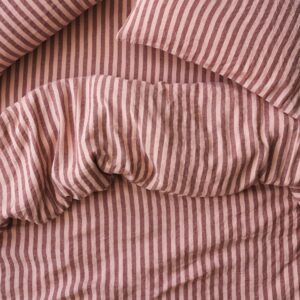 Rhubarb & Rose Pembroke Stripe 100% Linen Duvet Cover