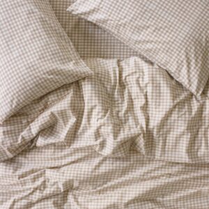 Cafe au Lait Small Gingham Cotton Duvet Cover