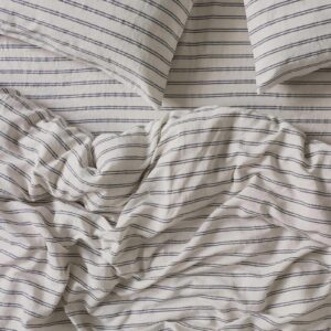 Ivory Kemptown Stripe 100% Linen Duvet Cover