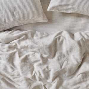 Oatmeal Stripe 100% Linen Duvet Cover