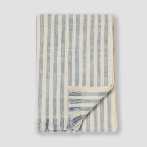 Coastal Blue Pembroke Stripe Wool Throw