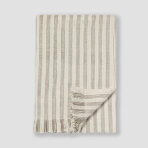 Oatmeal Pembroke Stripe Wool Throw