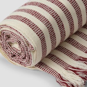 Rust Red Pembroke Stripe Wool Throw