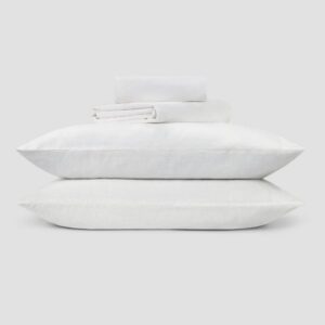 White Linen Blend Sheet Set