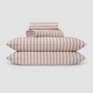 Elderberry Pembroke Stripe Linen Blend Sheet Set