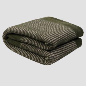 Cedar Green Striped Knitted Throw