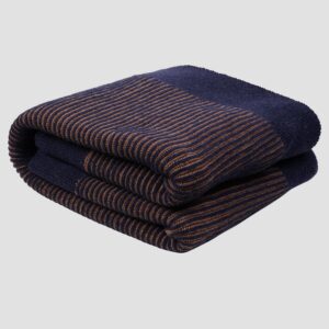 Navy Striped Knitted Throw