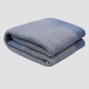 Stone Blue Striped Knitted Throw