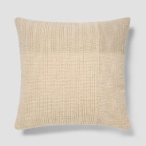 Cream & Oatmeal Soft Cross Weave Wool Square Cushion Cover