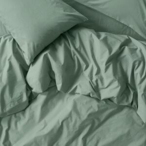 Mellow Green Washed Cotton Percale Duvet Cover