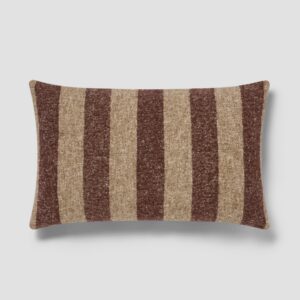 Mocha & Oatmeal Wide Stripe Wool Rectangle Cushion Cover