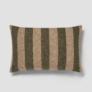 Fern Green & Oatmeal Wide Stripe Wool Rectangle Cushion Cover