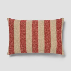 Sandstone Red & Oatmeal Wide Stripe Wool Rectangle Cushion Cover