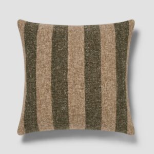 Fern Green & Oatmeal Wide Stripe Wool Square Cushion Cover