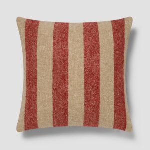 Sandstone Red & Oatmeal Wide Stripe Wool Square Cushion Cover